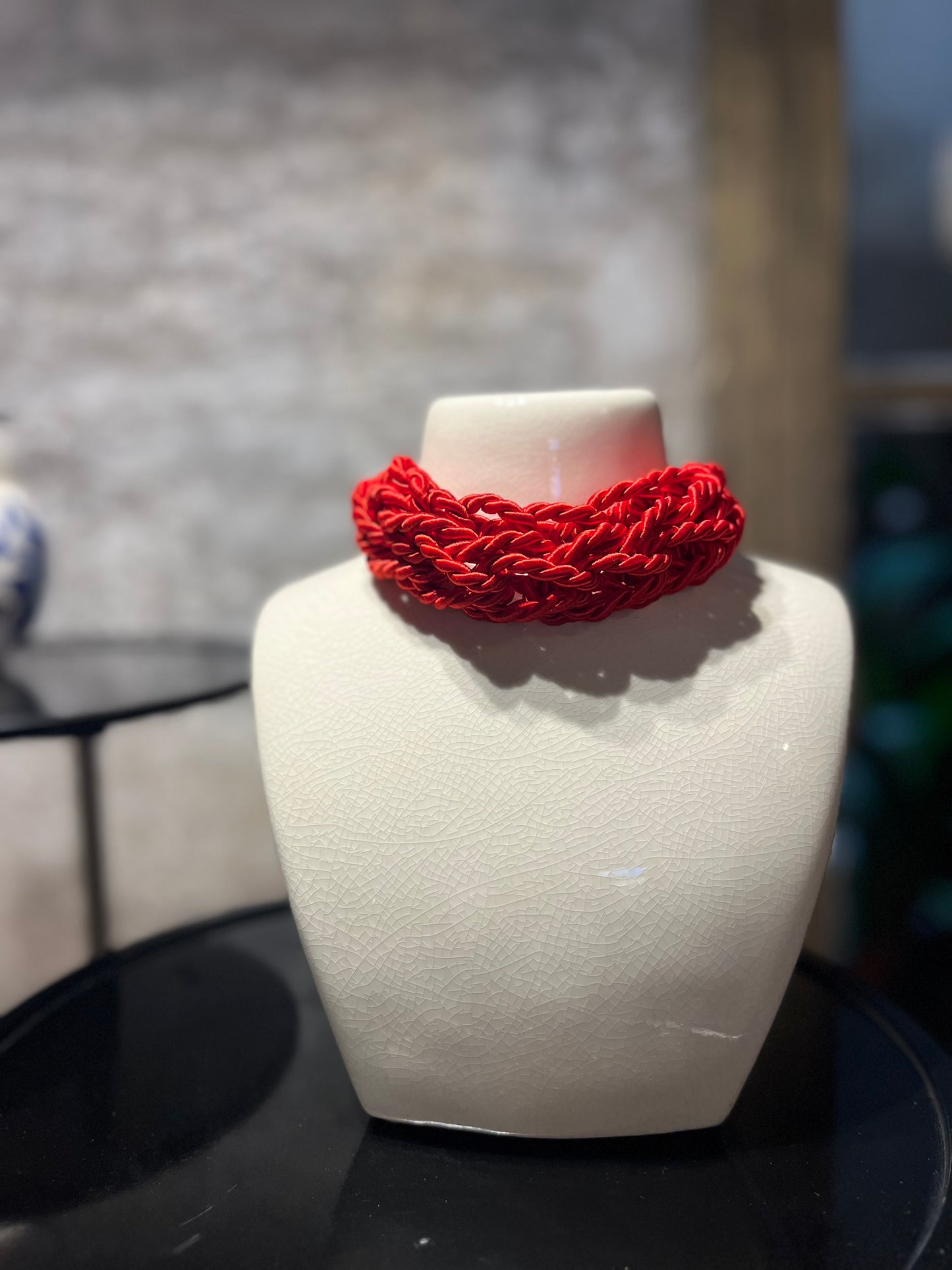 Handknitted Necklace Red