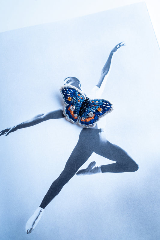 BLUE PAPALLONA Brooch
