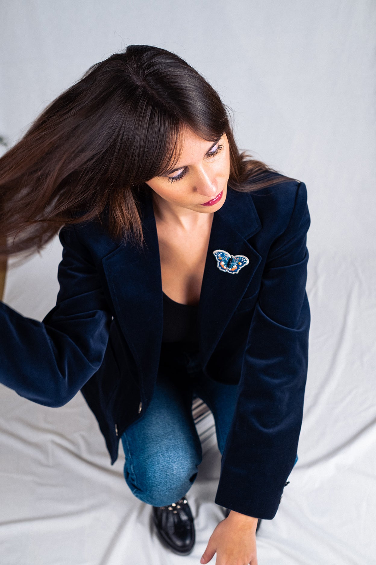 BLUE PAPALLONA Brooch