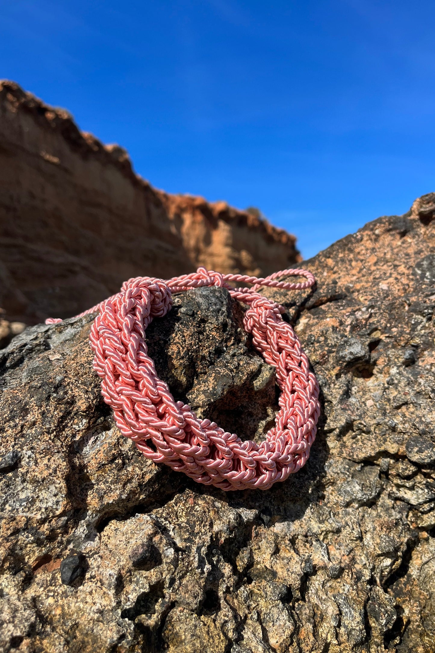 Handknitted Necklace Pink