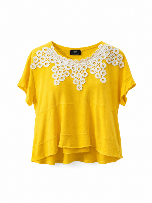 Guipur collar T-shirt